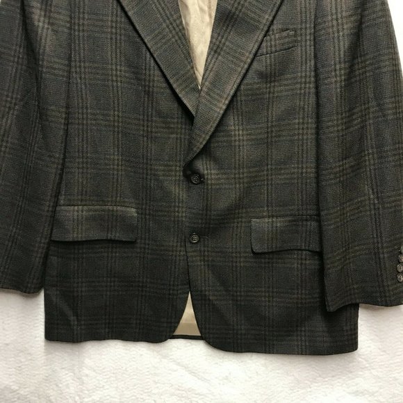 Bill Blass Mens Green herringbone tweed Wool Sport Coat Blazer Jacket 42 - Picture 3 of 12